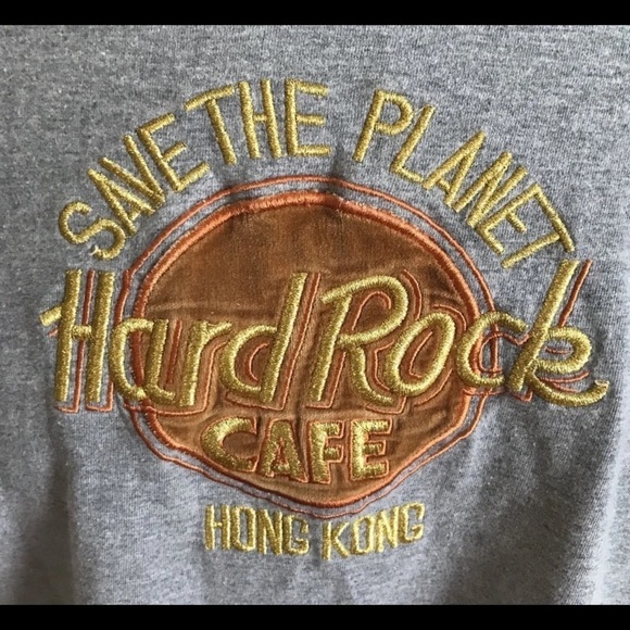 Hard Rock Cafe “Save The Planet” Hong Kong XXL Embroidered Gray - Picture 2 of 3